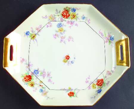 Jewel (Cream & White) Handled Cake Plate