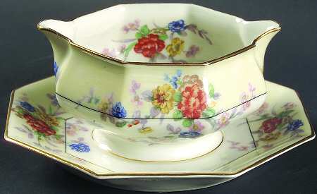 Jewel (Cream & White) Gravy Boat with Attached Underplate