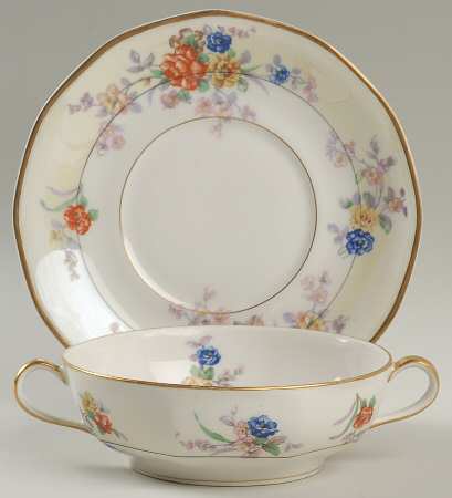 Jewel (Cream & White) Flat Cream Soup Bowl & Saucer Set