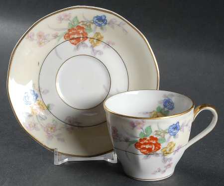 Jewel (Cream & White) Flat Demitasse Cup & Saucer Set