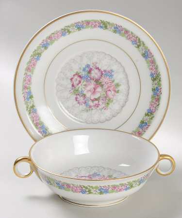 June Bride Footed Cream Soup Bowl & Saucer Set