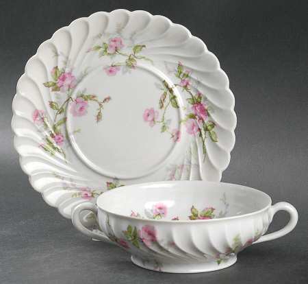 Julia (Red Backstamp) Flat Cream Soup Bowl & Saucer Set