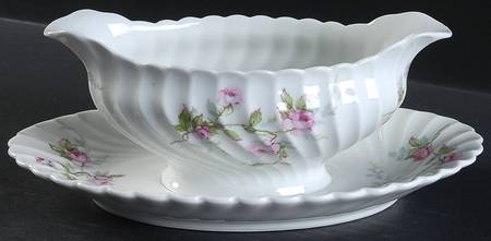 Julia (Red Backstamp) Gravy Boat with Attached Underplate