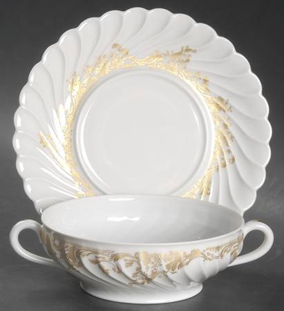Ladore Flat Cream Soup Bowl & Saucer Set by Haviland