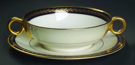Lauria Blue Footed Cream Soup Bowl & Saucer Set