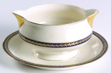 Lauria Blue Gravy Boat with Attached Underplate