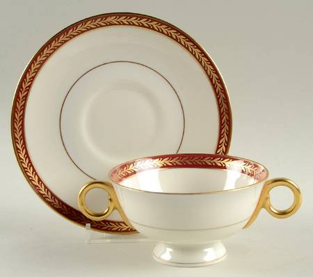 Lauria Red Footed Bouillon Cup & Saucer