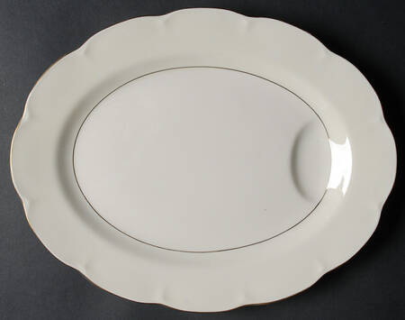 Leeds White and Cream 11" Oval Serving Platter