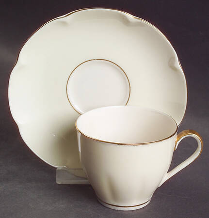 Leeds White and Cream Flat Demitasse Cup & Saucer Set