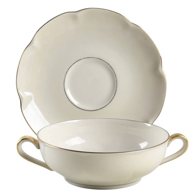 Leeds White and Cream Flat Cream Soup Bowl