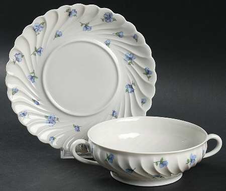 Linette Flat Cream Soup Bowl & Saucer Set