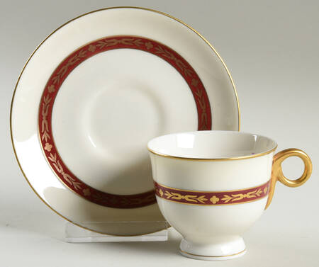Lombardie Red Footed Demitasse Cup & Saucer Set