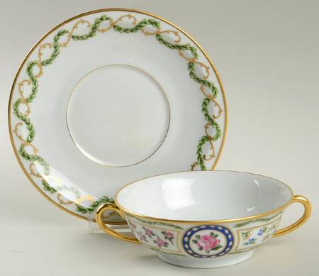Louveciennes Footed Cream Soup Bowl & Saucer Set