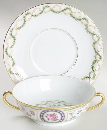 Louveciennes Footed Cream Soup Bowl & Saucer Set