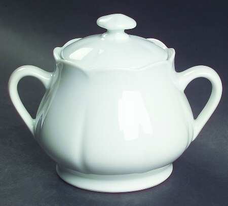 Lutece White Sugar Bowl & Lid