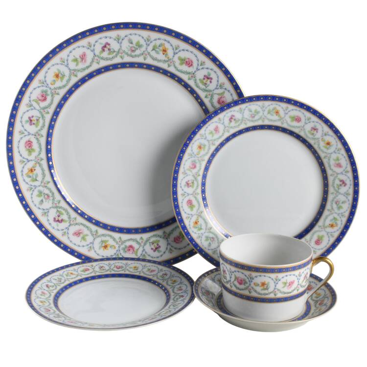 Malmaison (Newer, Blue Bands) 5 Piece Place Setting