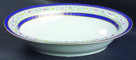 Malmaison (Newer, Blue Bands) 9" Oval Vegetable Bowl
