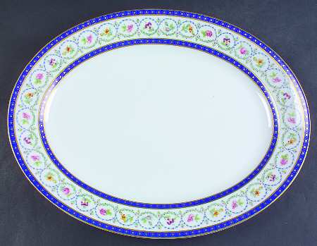 Malmaison (Newer, Blue Bands) 15" Oval Serving Platter