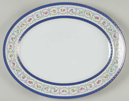 Malmaison (Newer, Blue Bands) 13" Oval Serving Platter