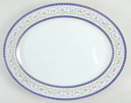 Malmaison (Newer, Blue Bands) 16" Oval Serving Platter