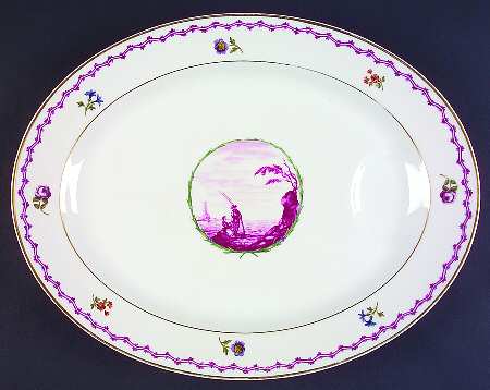 Malmaison (Older, Purple Scene) 15" Oval Serving Platter