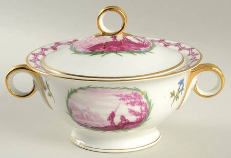 Malmaison (Older, Purple Scene) Sugar Bowl & Lid