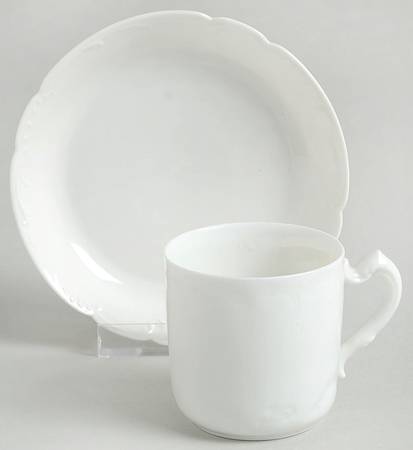 Marseille (All White) Flat Demitasse Cup & Saucer Set