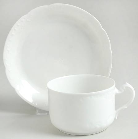 Marseille (All White) Flat Cup & Saucer Set