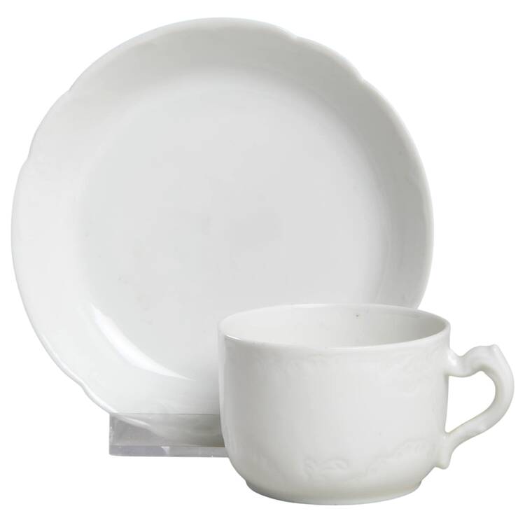 Marseille (All White) Flat Demitasse Cup & Saucer Set