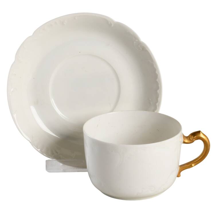 Marseille (All White) Flat Cup & Saucer Set
