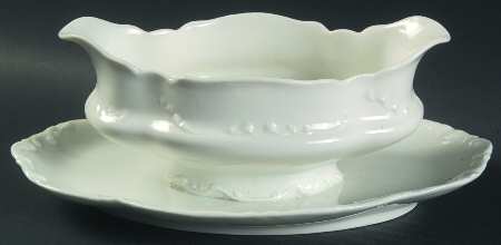Marseille (All White) Gravy Boat with Attached Underplate