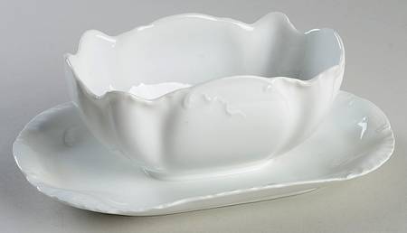 Marseille (All White) Gravy Boat with Attached Underplate