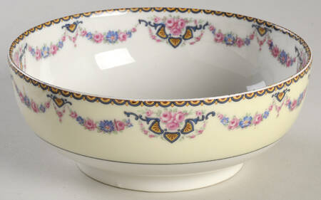 Marseille (Floral, Cream Rim) Cranberry Bowl