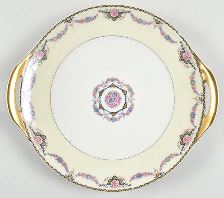 Marseille (Floral, Cream Rim) Handled Cake Plate