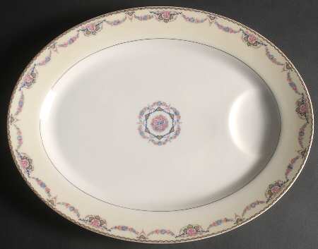 Marseille (Floral, Cream Rim) 15" Oval Serving Platter