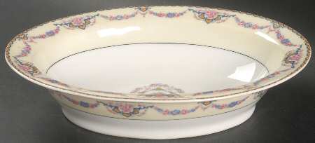 Marseille (Floral, Cream Rim) 9" Oval Vegetable Bowl