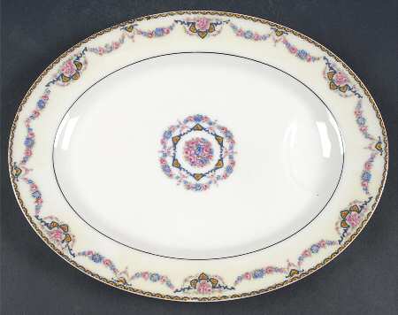 Marseille (Floral, Cream Rim) 11" Oval Serving Platter