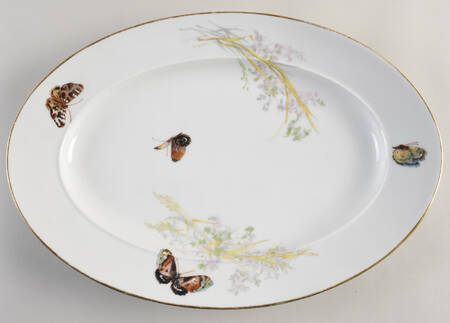 Meadow Visitors (Blank 4, Gold Trim) 16" Oval Serving Platter