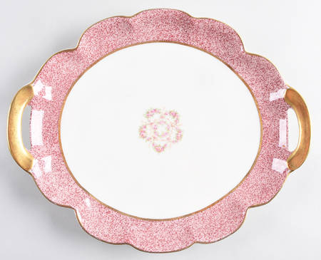 Mezzatint Red Pink Handled Cake Plate