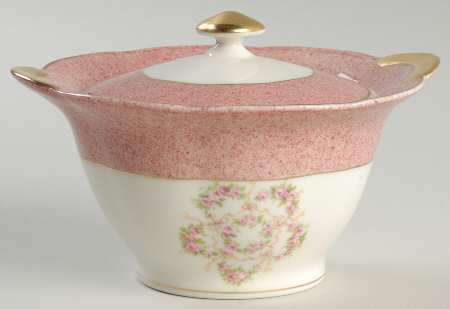 Mezzatint Red Pink Sugar Bowl & Lid
