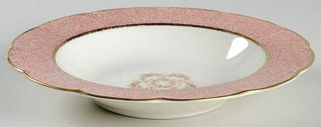 Mezzatint Red Pink Rim Soup Bowl