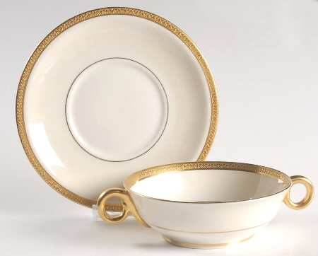 Milford Footed Cream Soup Bowl & Saucer Set