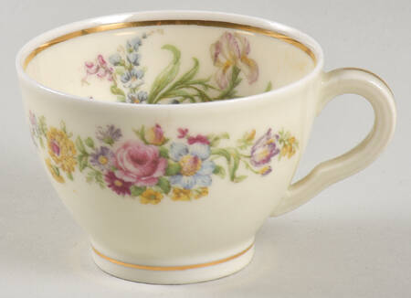 Miramar (Floral Center, Gold Band) Footed Demitasse Cup