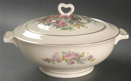 Miramar (Floral Center, Gold Band) Round Covered Vegetable by Haviland