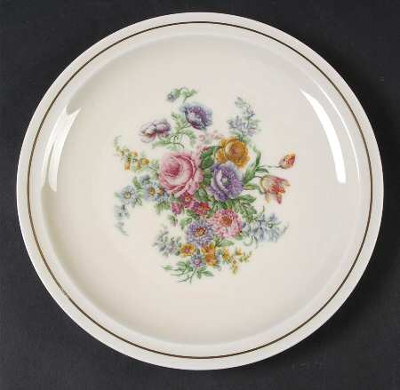 Miramar (Floral Center, Gold Band) Luncheon Plate by Haviland