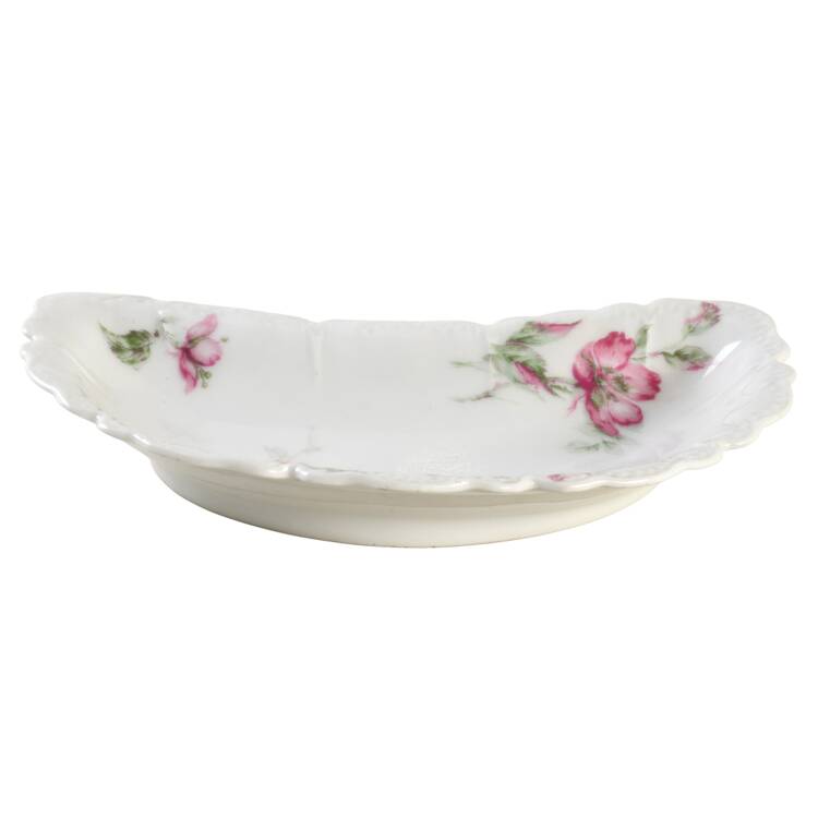 The Miramar (White with Pink Flowers) Bone Dish