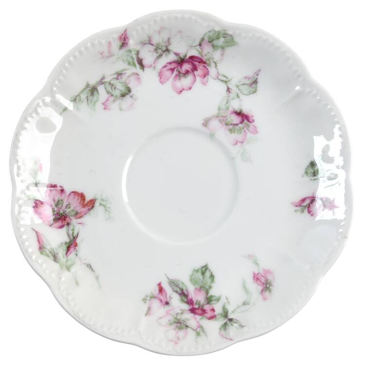 The Miramar (White with Pink Flowers) Saucer for Flat Cup