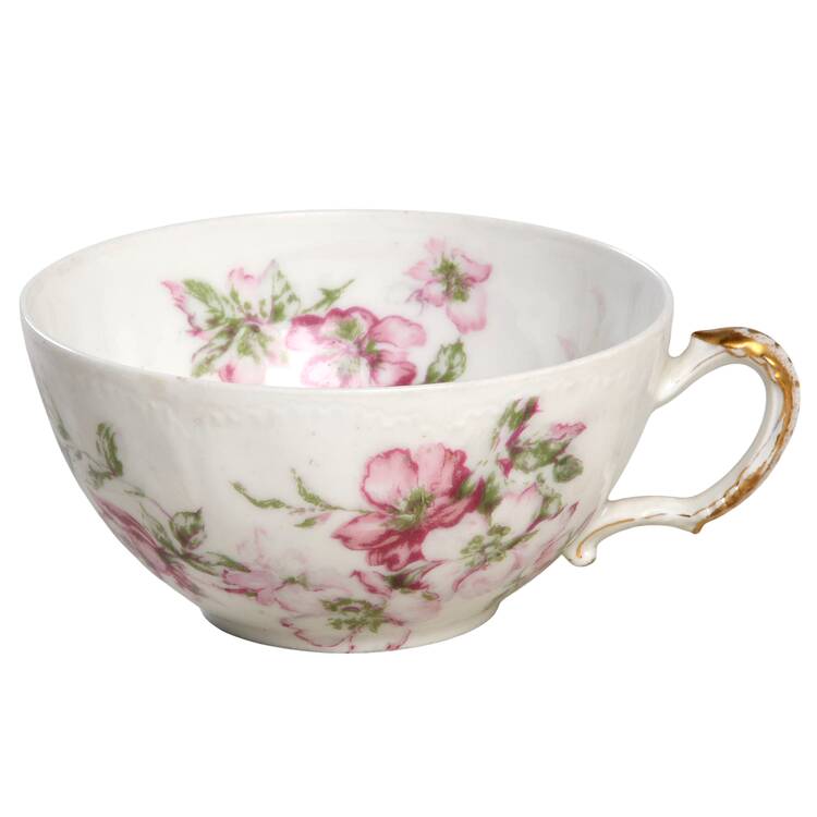 The Miramar (White with Pink Flowers) Flat Cup