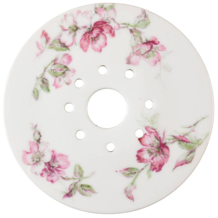 The Miramar (White with Pink Flowers) Strainer for Round Butter