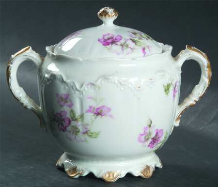 The Miramar (White with Pink Flowers) Sugar Bowl & Lid